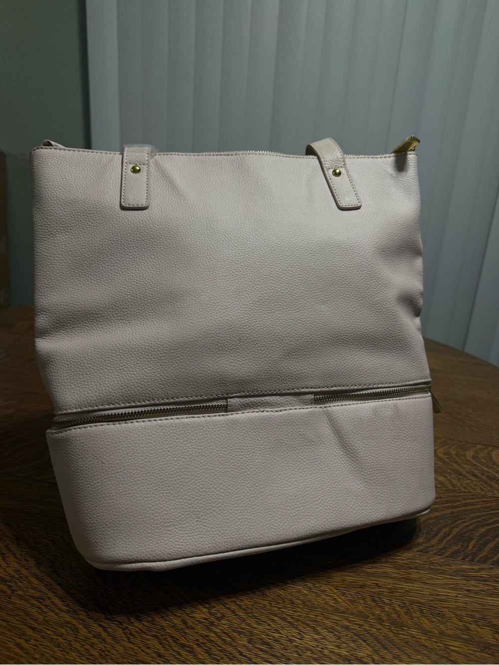 JOY Mangano Blush Pink 100% Leather Tote Bag Gold Hardware - Picture 5 of 11